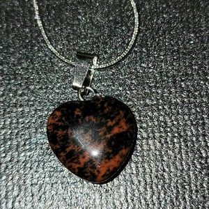Tiger's eye heart on silver plated chain